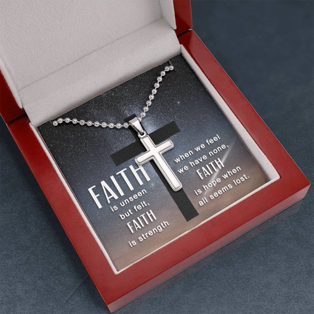 Christian Cross Necklace - Christian Jewelry - Faith is unseen but felt