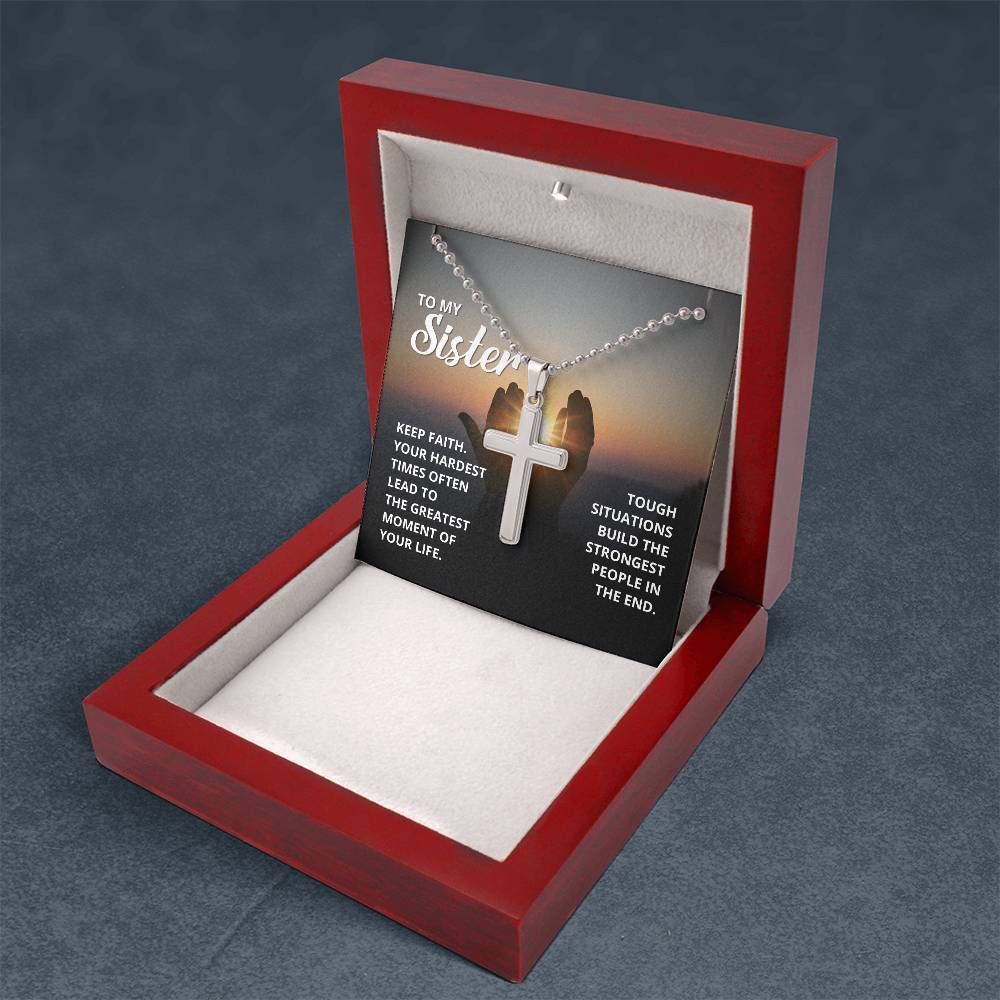 Christian Cross Necklace - Christian Jewelry - To My Sister - Faith