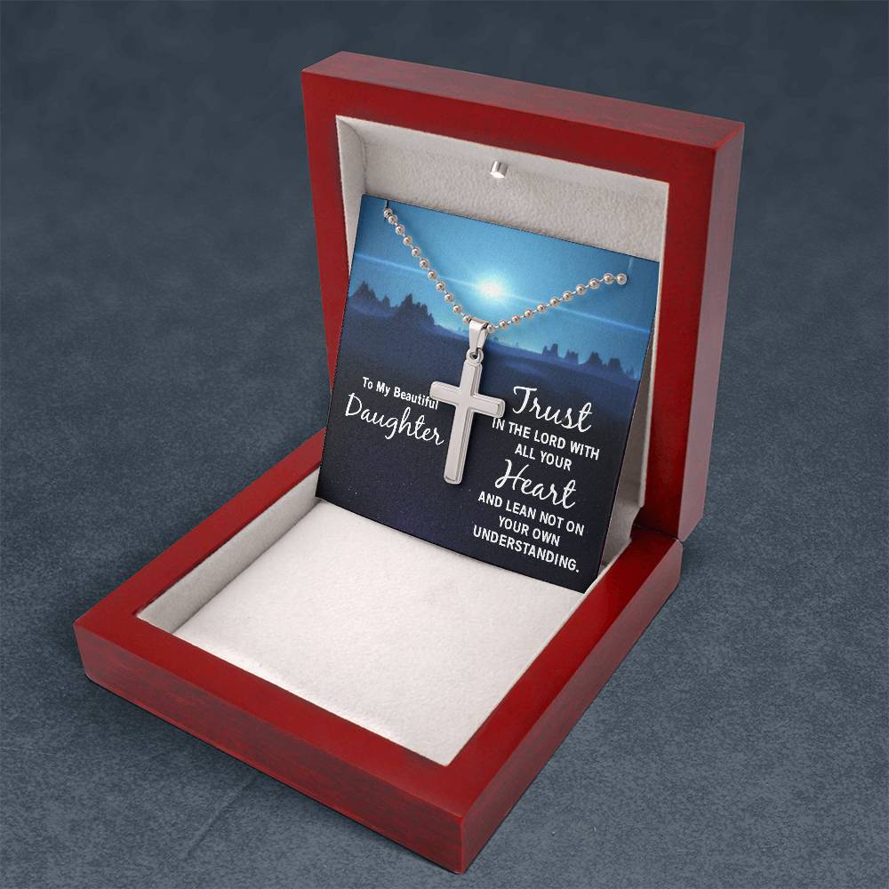 Christian Cross Necklace - Christian Jewelry - To my beautiful daughter