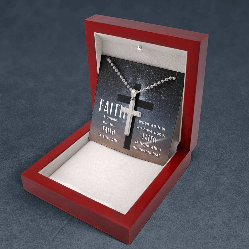 Christian Cross Necklace - Christian Jewelry - Faith is unseen but felt