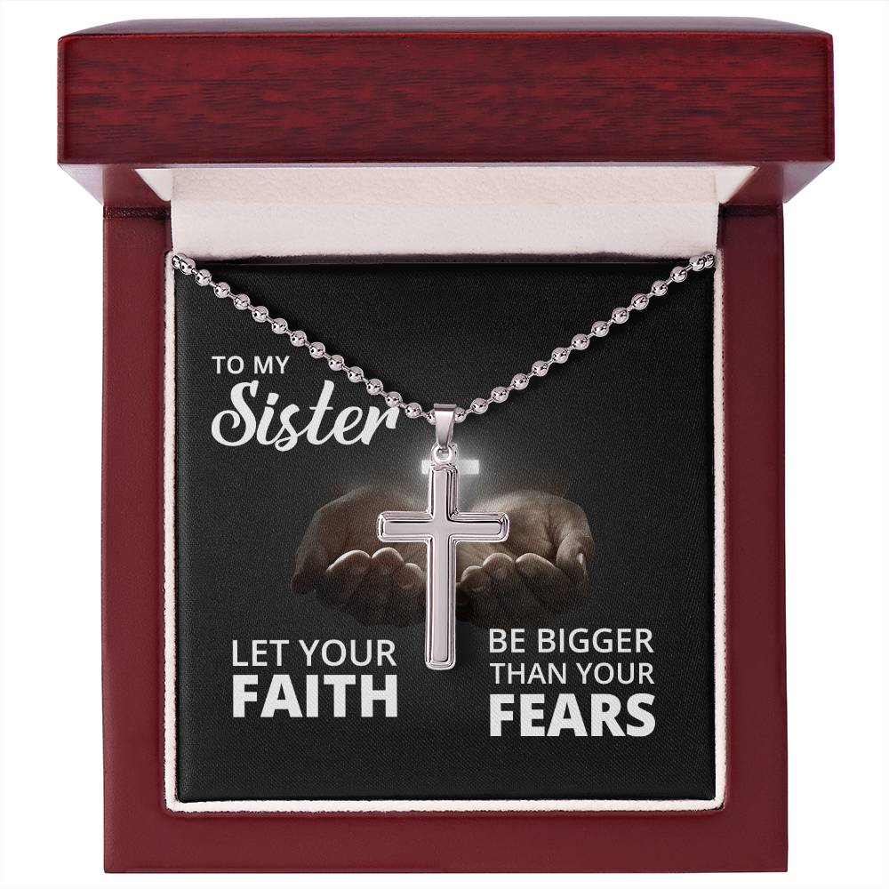 Christian Cross Necklace - Christian Jewelry - Let your faith be bigger than your fears