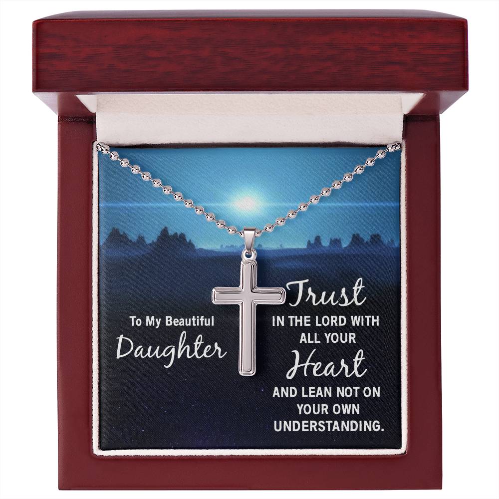 Christian Cross Necklace - Christian Jewelry - To my beautiful daughter