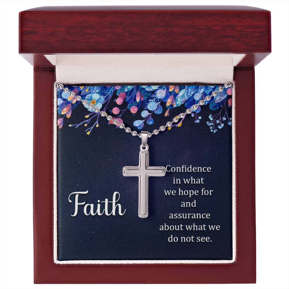 Christian Cross Necklace - Christian Jewelry - Faith is Confidence