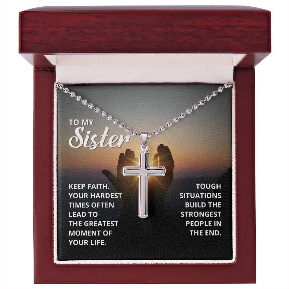 Christian Cross Necklace - Christian Jewelry - To My Sister - Faith