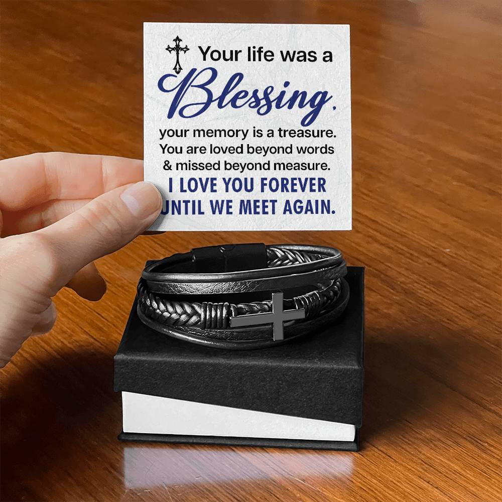 Men's Cross Bracelet I Christian Jewelry I Gifts for Men I Your Life Was a Blessing