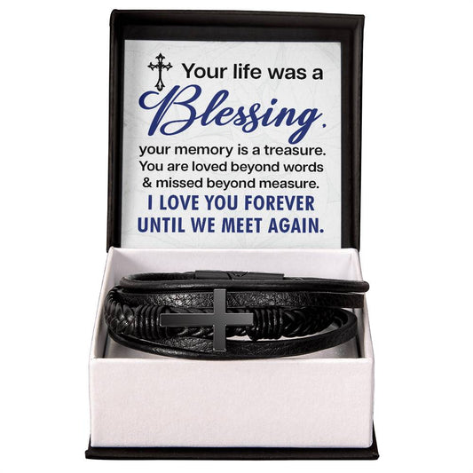 Men's Cross Bracelet I Christian Jewelry I Gifts for Men I Your Life Was a Blessing