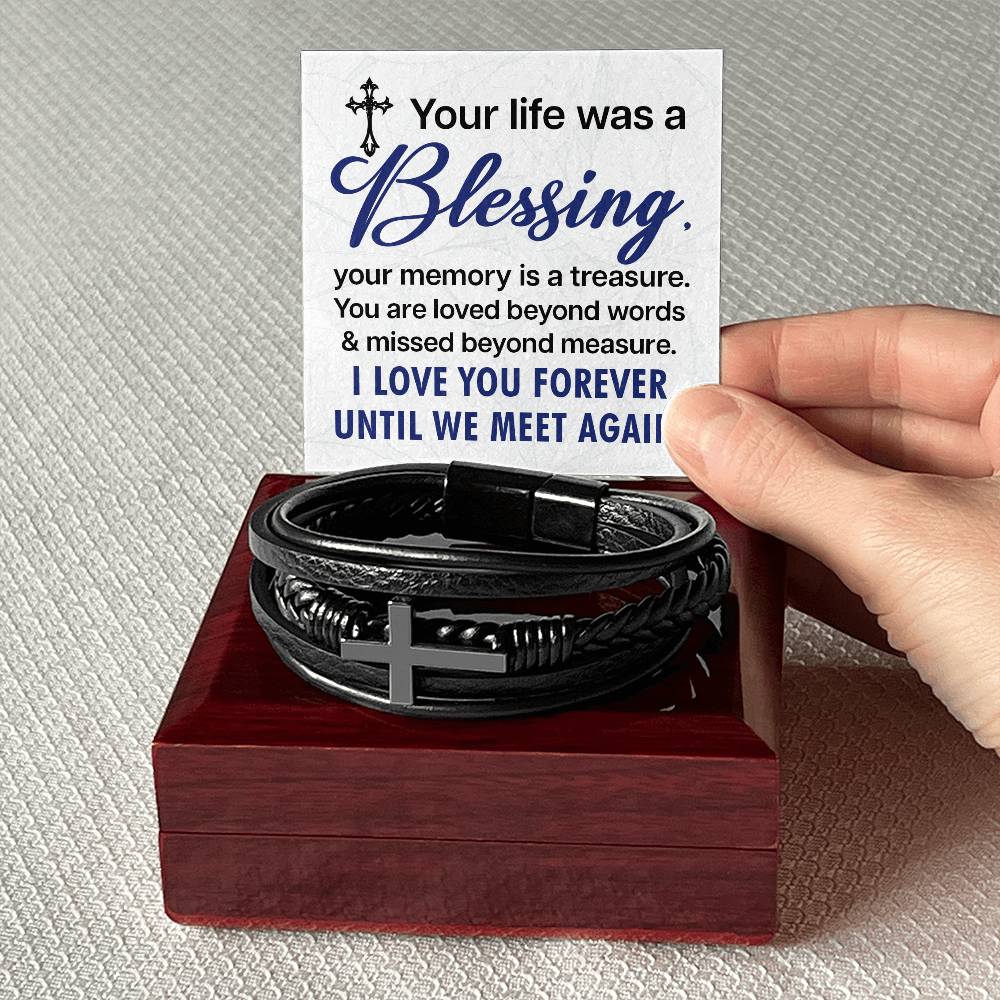 Men's Cross Bracelet I Christian Jewelry I Gifts for Men I Your Life Was a Blessing