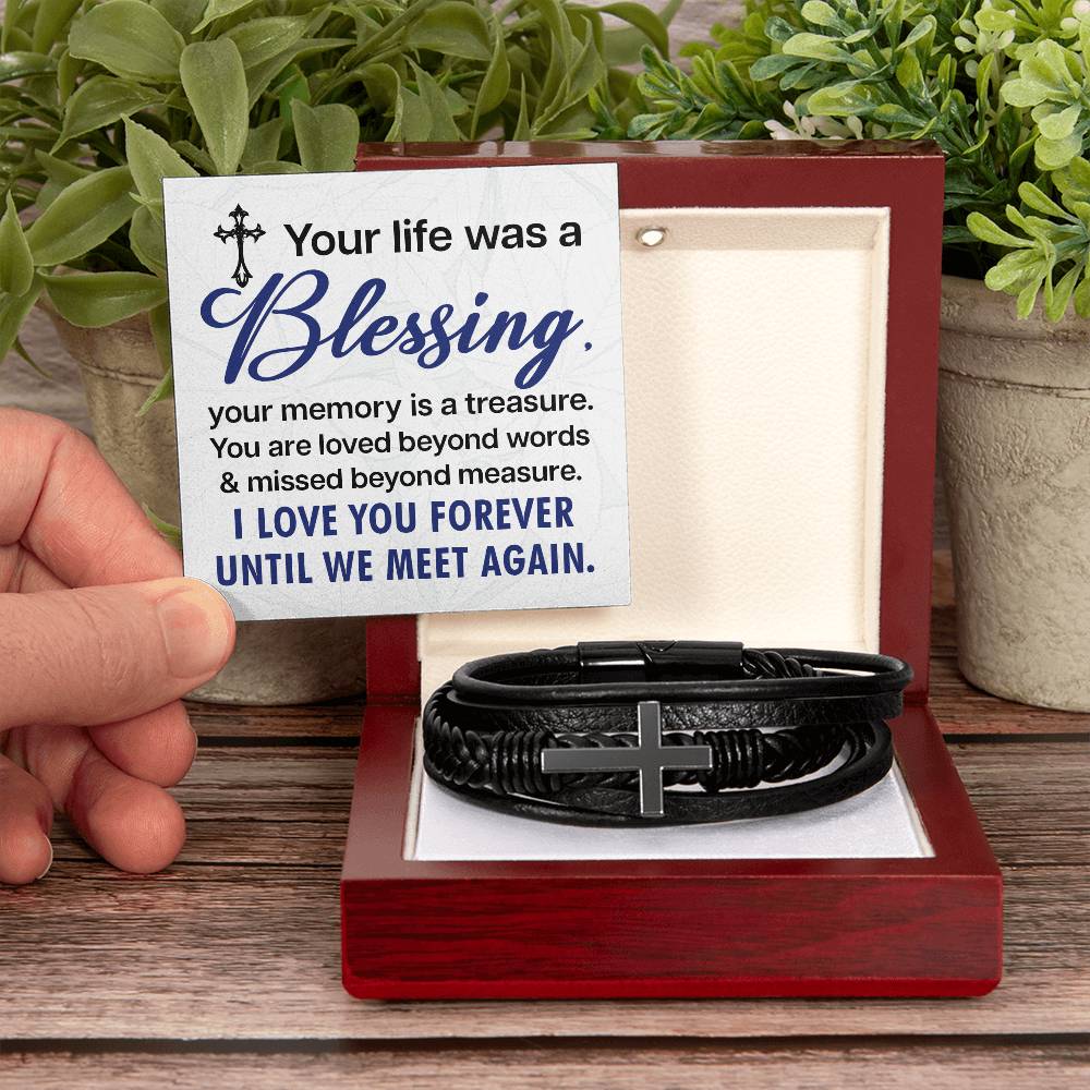 Men's Cross Bracelet I Christian Jewelry I Gifts for Men I Your Life Was a Blessing