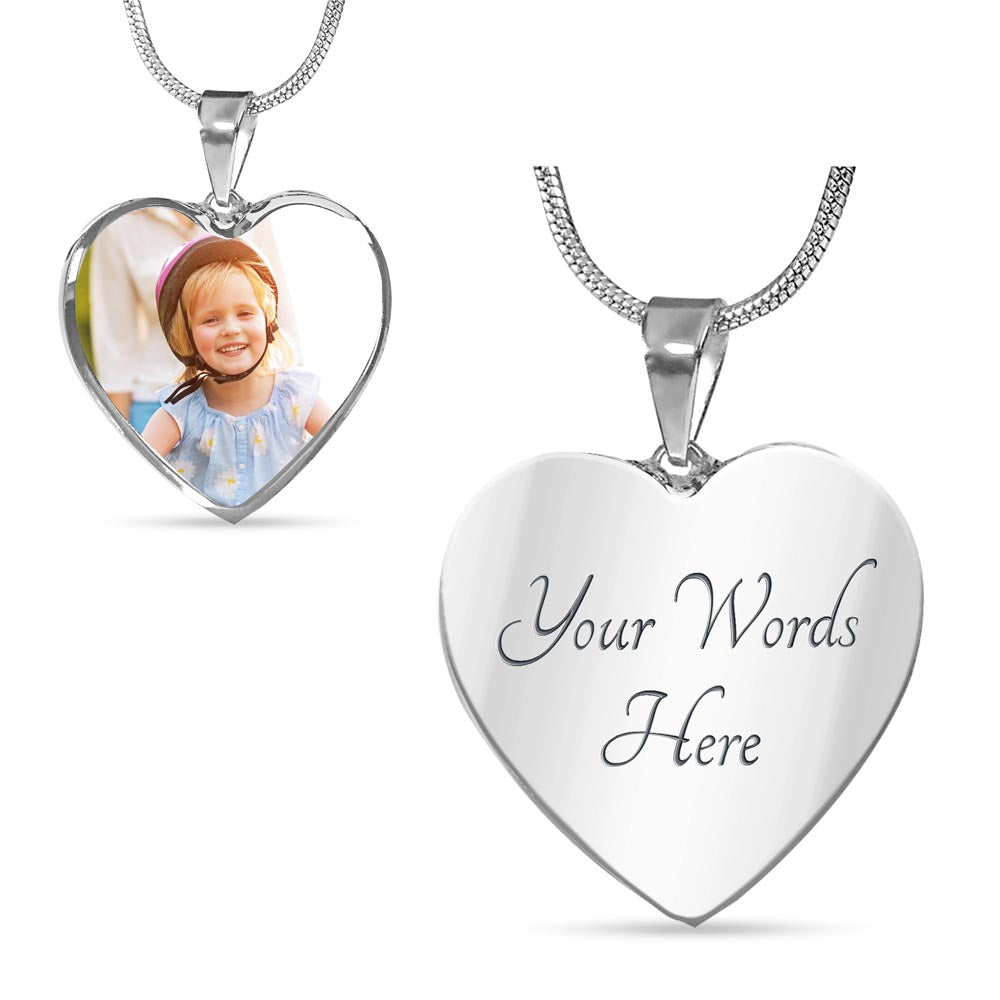 Bereavement Jewelry - Heart Shaped Photo Necklace - Custom Photo Necklace -