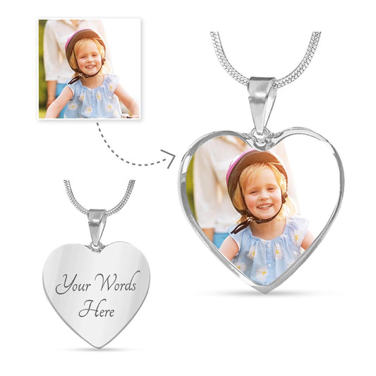 Bereavement Jewelry - Heart Shaped Photo Necklace - Custom Photo Necklace -
