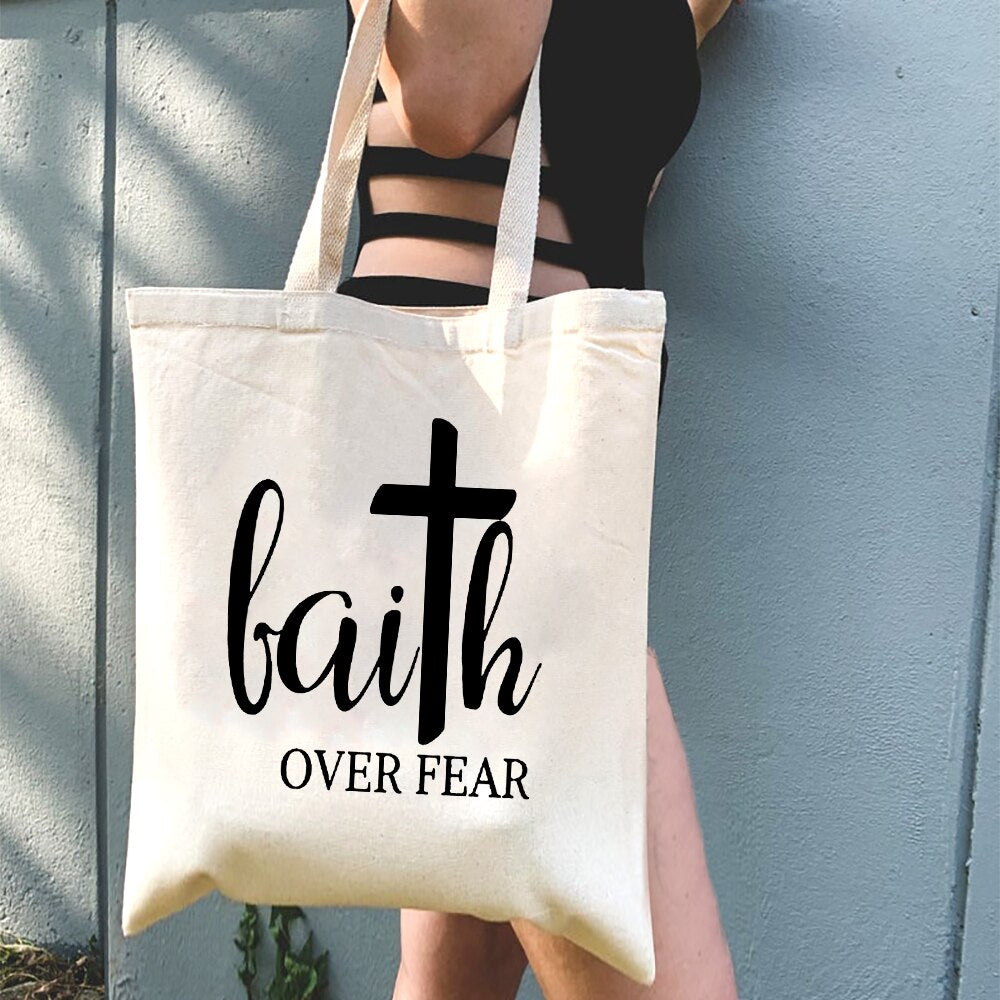 Faith Over Fear Christian Tote Bag