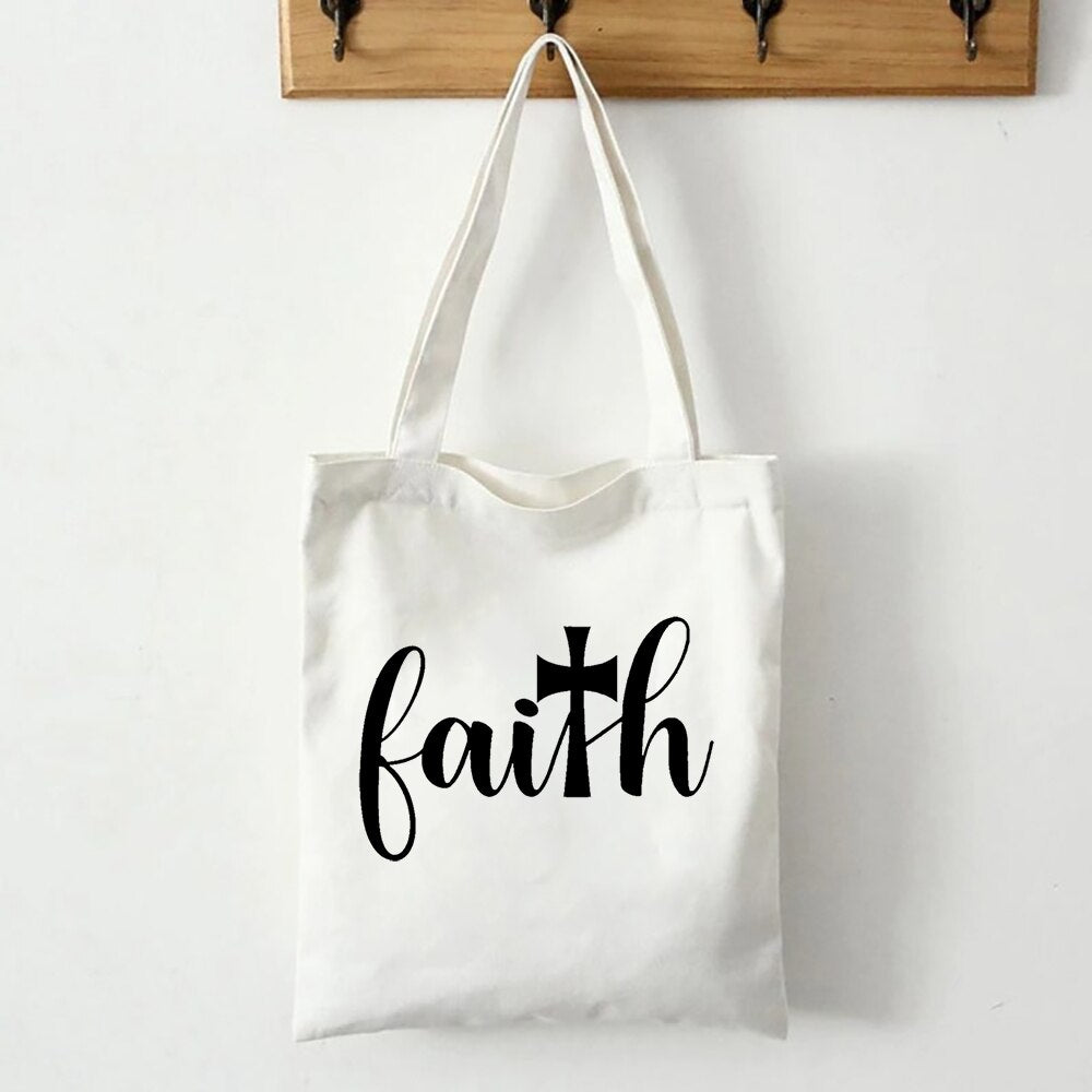 Faith Canvas Shoulder Tote Bag
