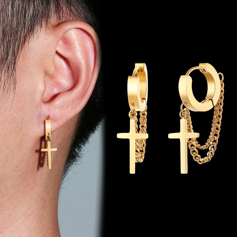 Christian Jewelry for Women I Simple Dainty Cross Dangle Earrings 