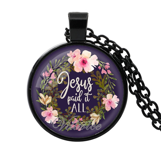 Jesus Paid It All Bible Verse Necklace