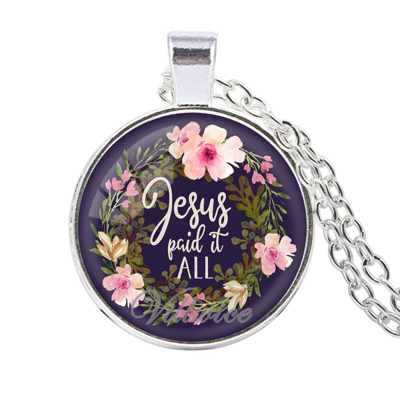 Jesus Paid It All Bible Verse Necklace