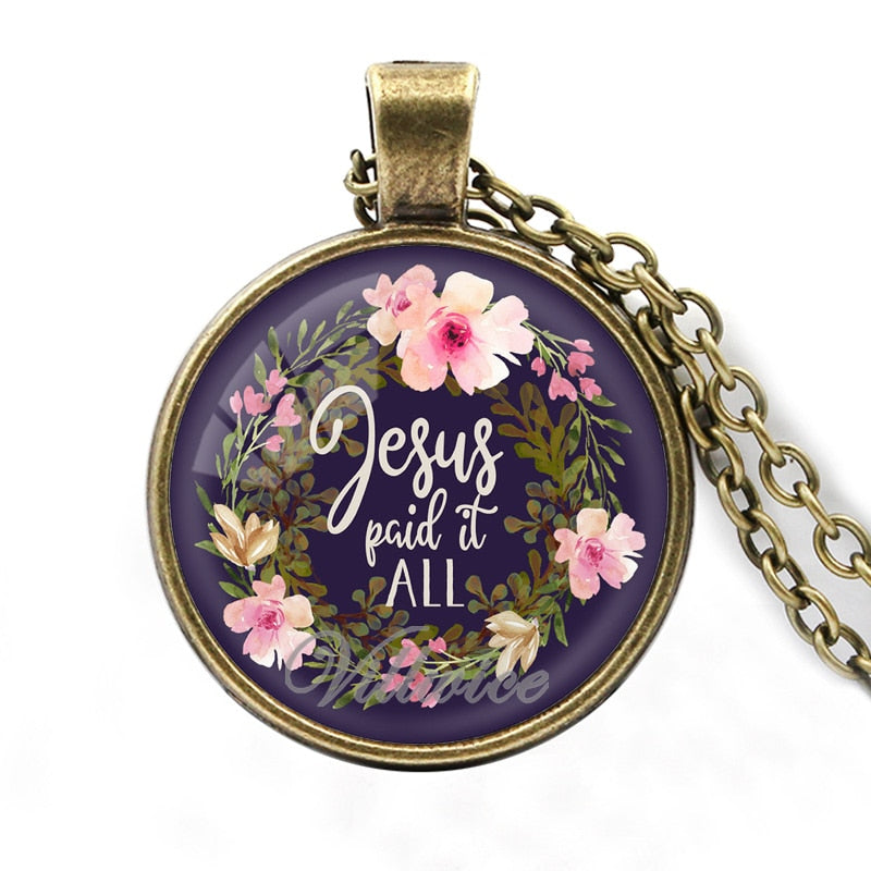 Jesus Paid It All Bible Verse Necklace