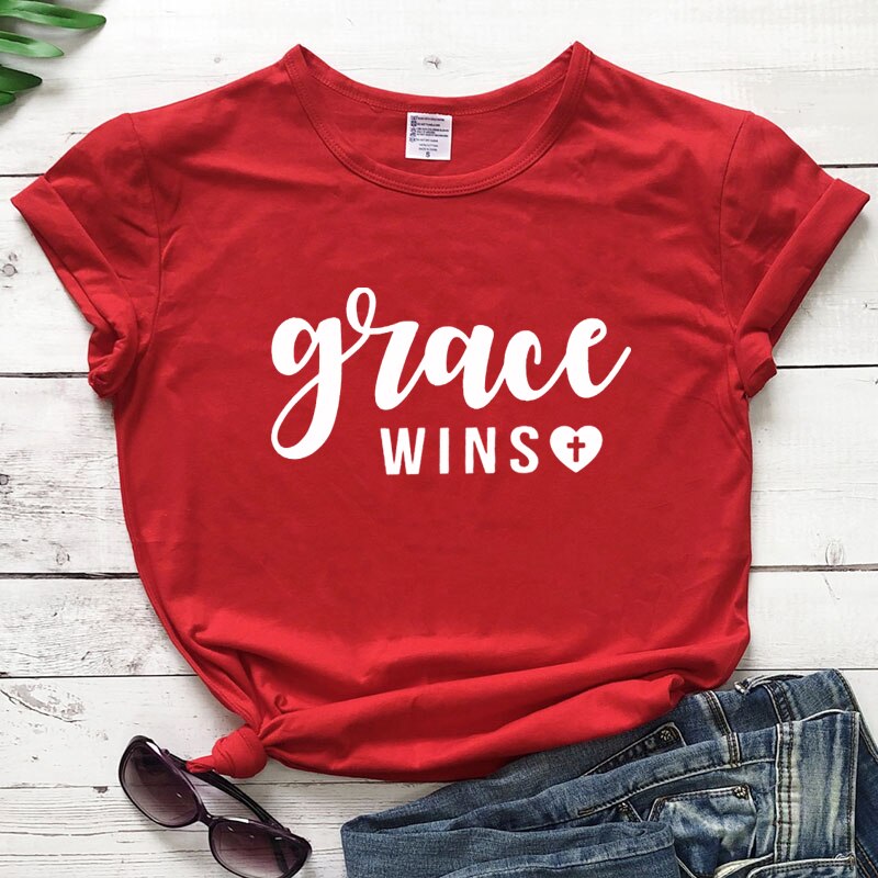 Grace Wins Heart Cross T-shirt