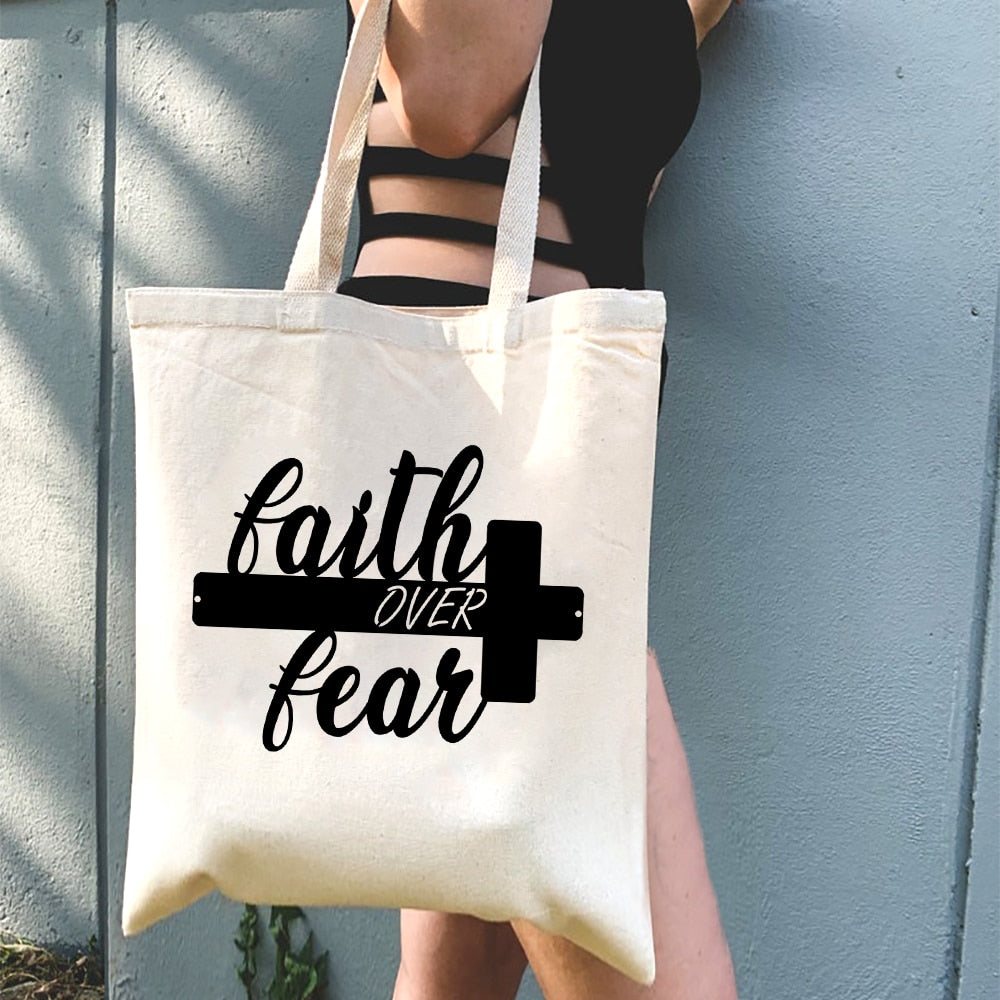 Faith Over Fear Christian Tote Bag