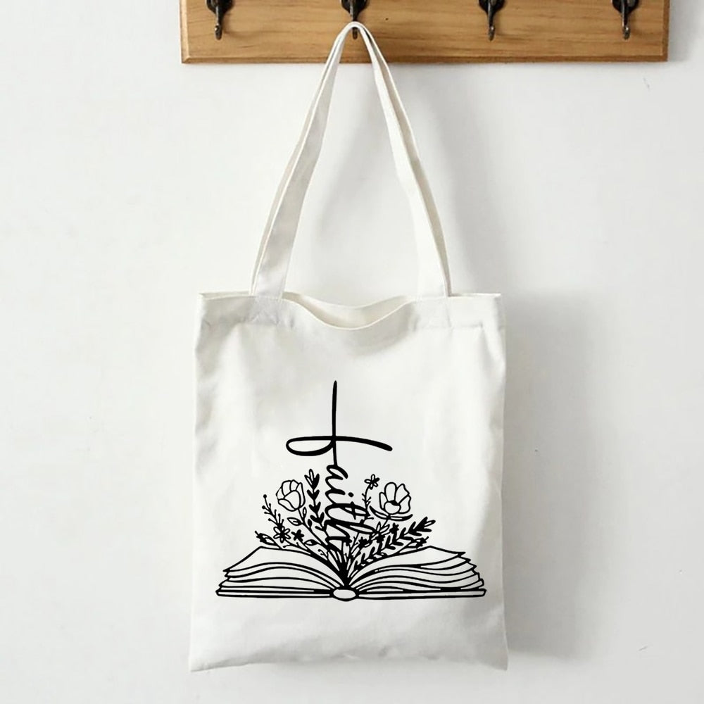 Faith Canvas Shoulder Tote Bag