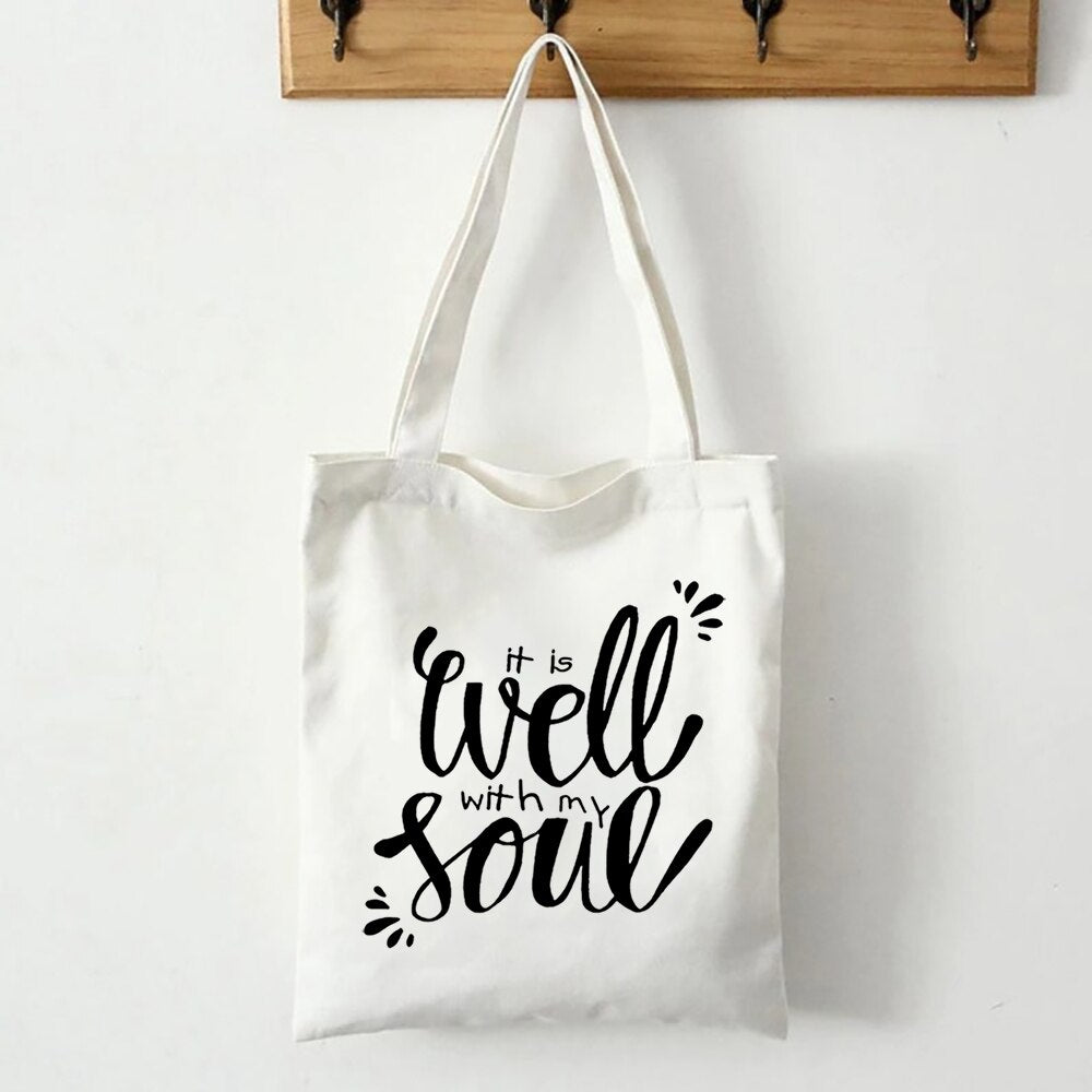 Faith Canvas Shoulder Tote Bag