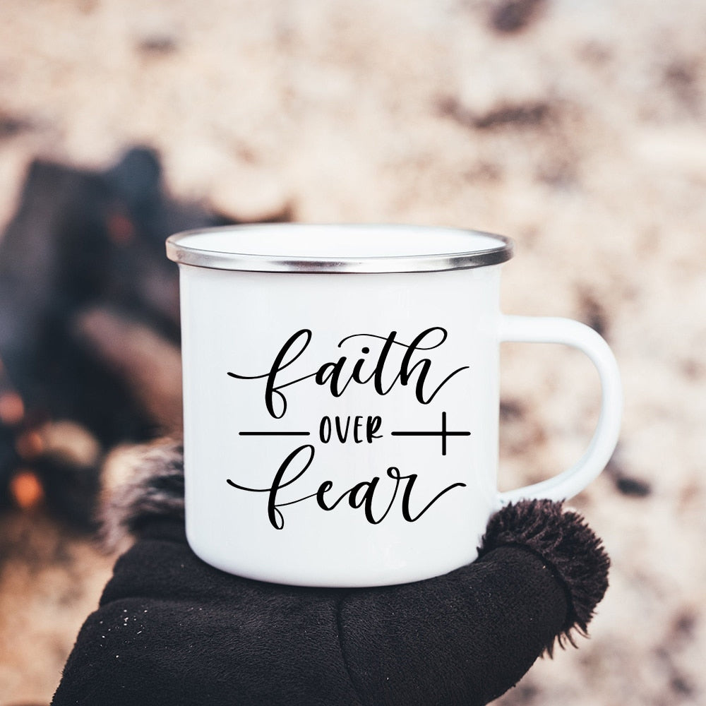 Faith Hope Love Christian Enamel Mugs