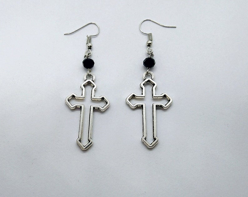 Hollow Cross Christian Faith Earring