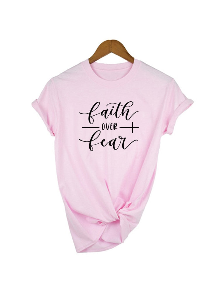 Faith Over Fear Shirt Christian Tee for Women