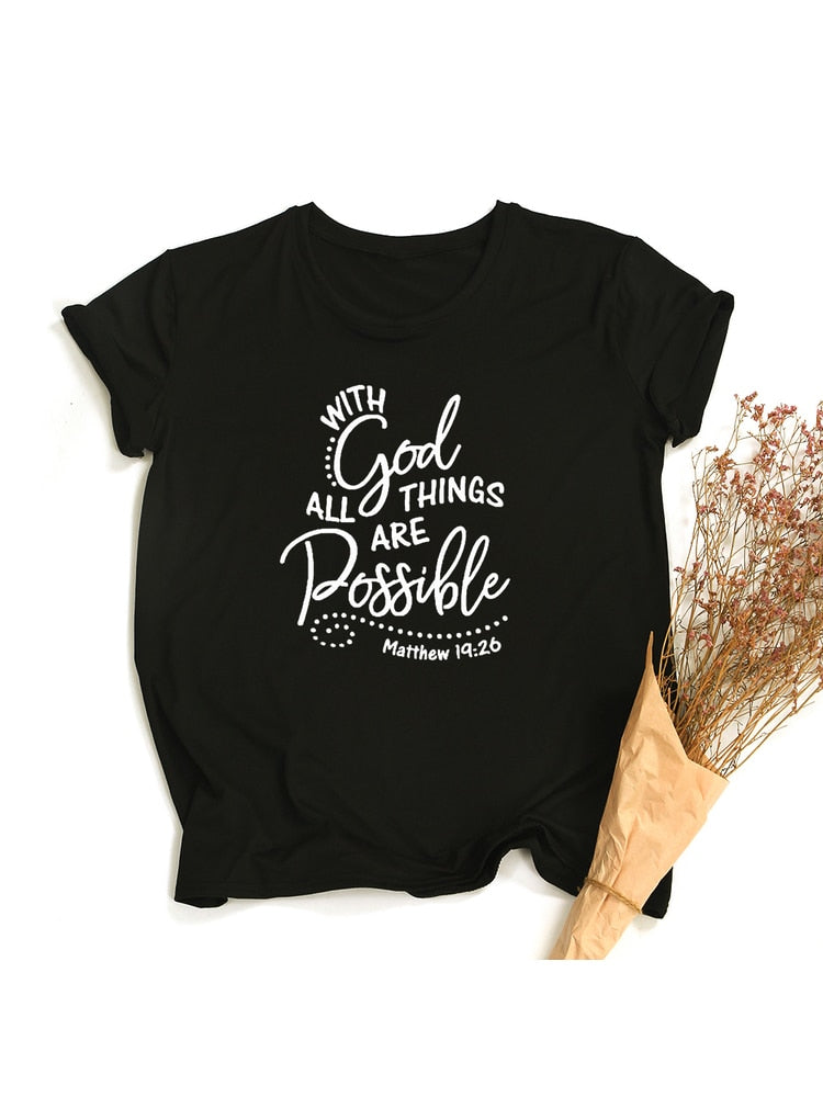 Christian T Shirts I With God All Things Are Possible I Women t shirts