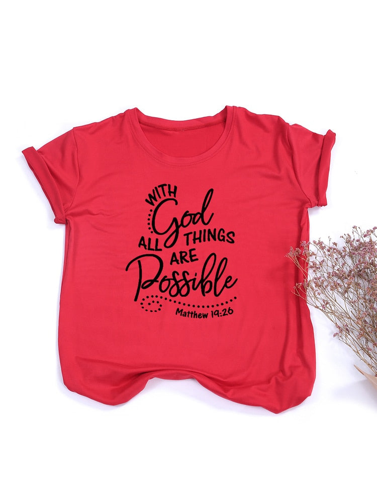 Christian T Shirts I With God All Things Are Possible I Women t shirts