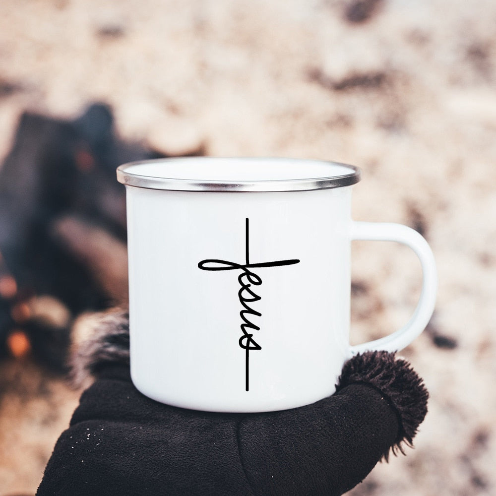 Faith Hope Love Christian Enamel Mugs