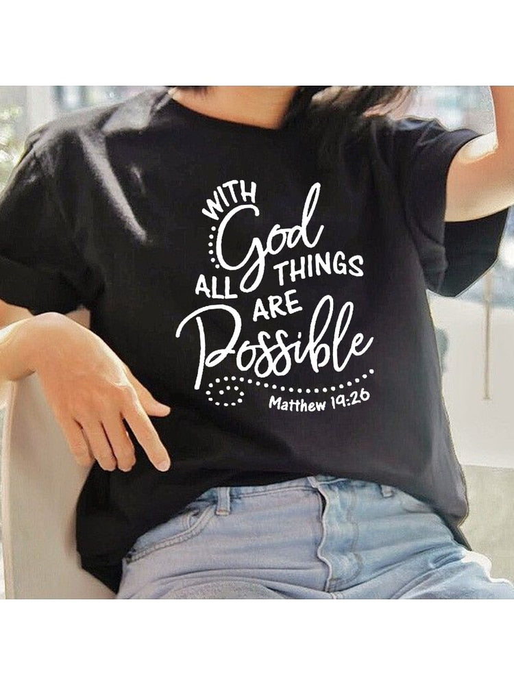 Christian T Shirts I With God All Things Are Possible I Women t shirts