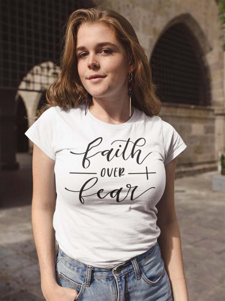 Faith Over Fear Shirt Christian Tee for Women